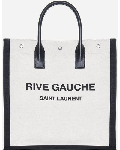 Saint Laurent Rive Gauche Canvas Tote Bag - White