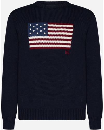 Polo Ralph Lauren Flag Cotton Sweater - Blue