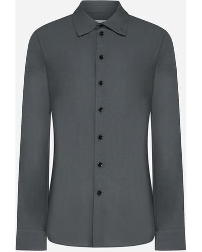 Lemaire Cotton And Silk Shirt - Black