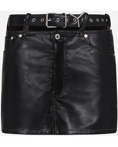 Y. Project Y Belt Faux Leather Miniskirt - Black