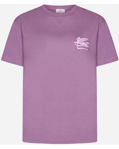Etro Logo Cotton T-shirt - Purple