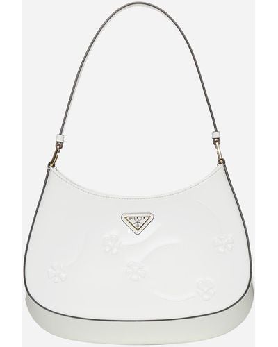 Prada Cleo Floral Leather Bag - White