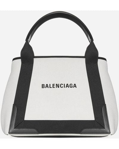 Balenciaga Navy Cabas Canvas Small Bag - Black