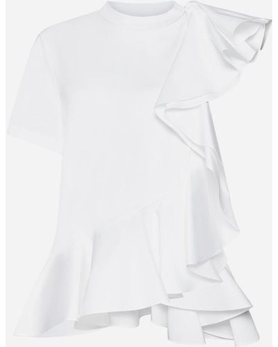 Alexander McQueen Ruffled Cotton Blouse - White