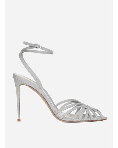Le Silla Embrace Lame' Fabric Sandals - White