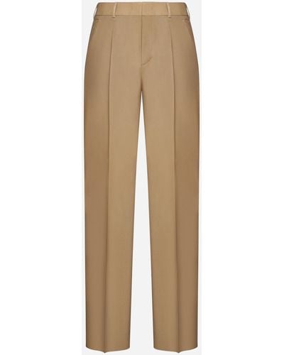 Valentino Wool And Mohair Trousers - Natural