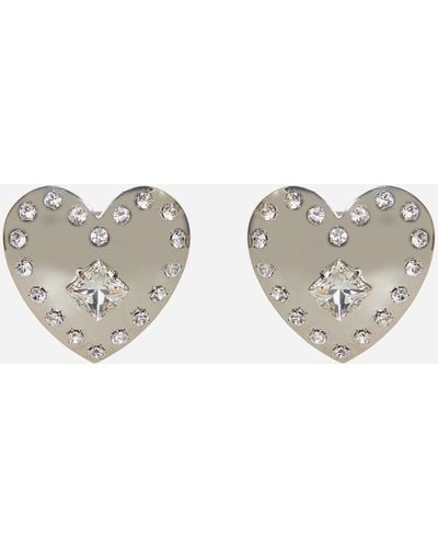 Alessandra Rich Heart Crystals Earrings - Metallic