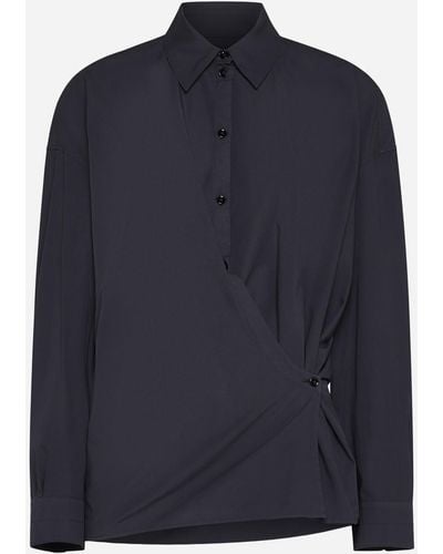 Lemaire Straight Collar Cotton Twisted Shirt - Blue