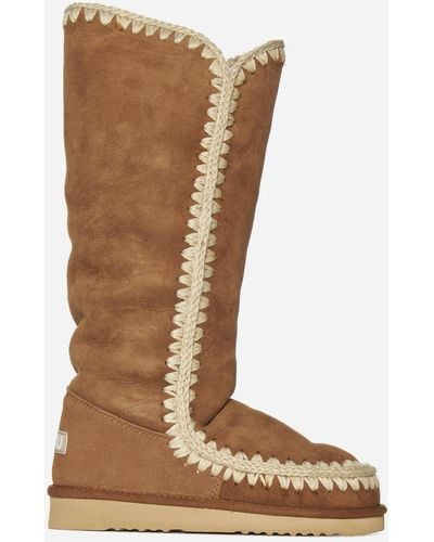 Mou Eskimo Suede And Shearling Boots - White