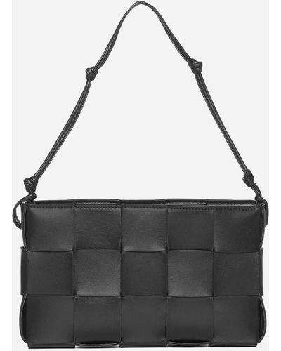 BOTTEGA VENETA, Woven Intreccio Nappa Leather Baguette Pochette, BLACK, Women