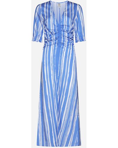 Baum und Pferdgarten Amma Striped Silk Long Dress - Blue