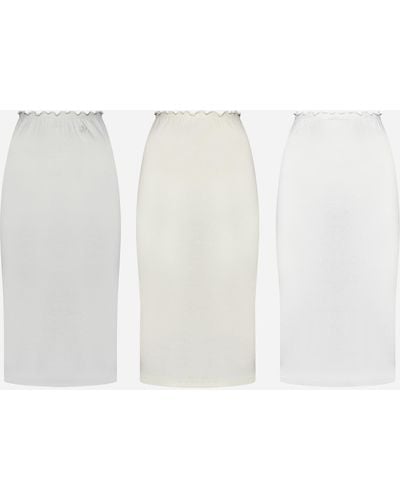 Jil Sander 3 Layered Midi Cotton Skirt - White