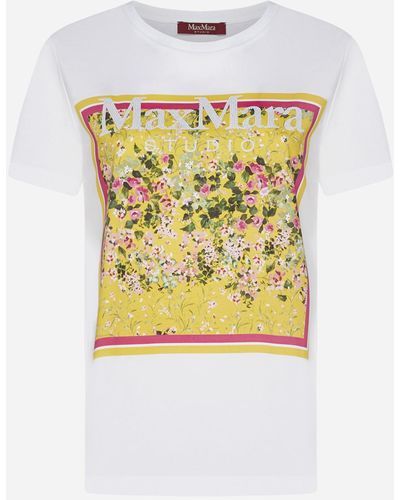 Max Mara Studio Rita Print Cotton T-Shirt - White