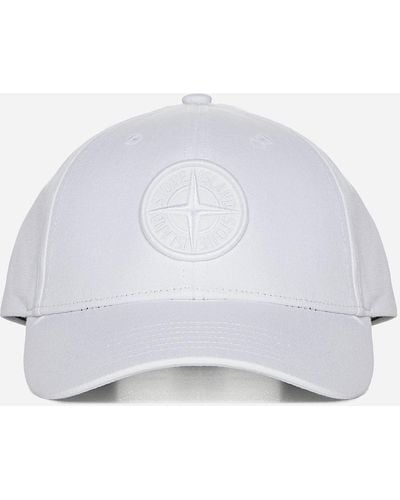 Stone Island Logo Cotton Baseball Cap - White