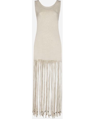 Alanui Monsoon Cotton And Linen Fringed Dress - White