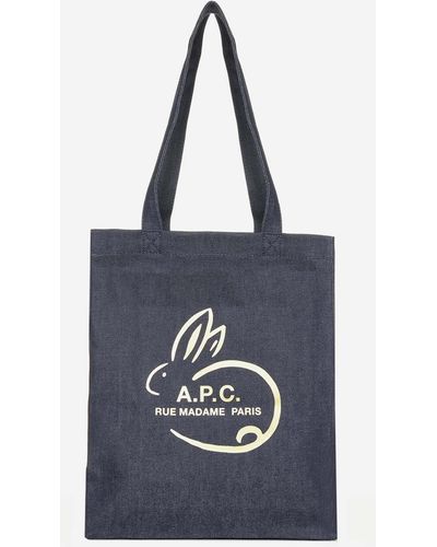 A.P.C. Logo Denim Tote Bag - Blue