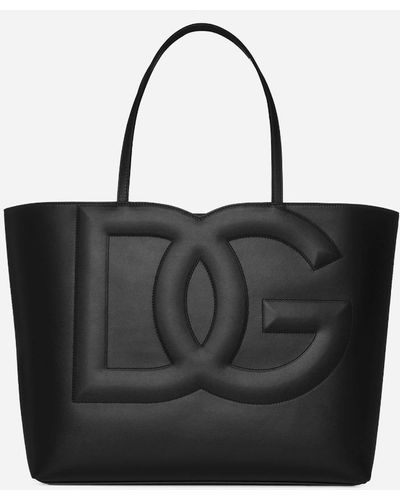Dolce & Gabbana Dg Logo Leather Tote Bag - Black