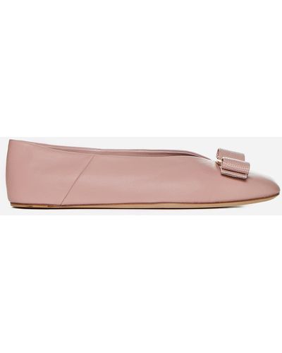 Ferragamo Vanna Leather Ballet Flats - Pink
