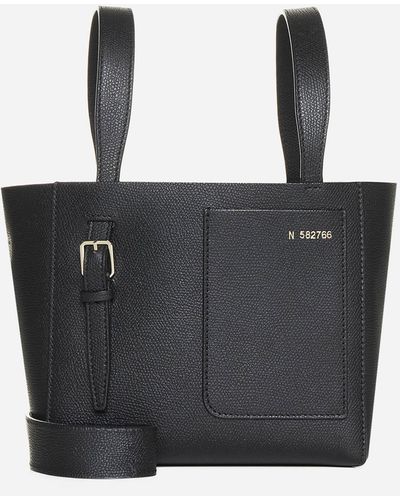 Valextra Leather Mini Bucket Bag - Black