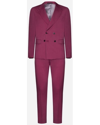Low Brand Wool Double-breasted Suit - Red