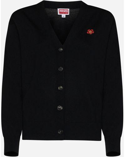 KENZO Wool Boke Flower Cardigan - Black