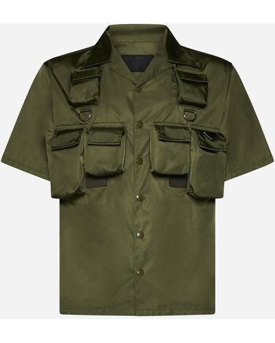 Prada Re-nylon Notched-collar Shirt - Green