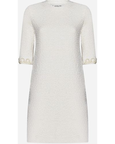 Lanvin Embroidered Tweed Mini Dress - White