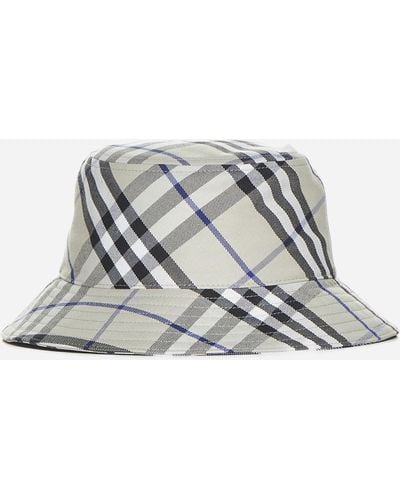 Burberry Check Twill Bucket Hat - White