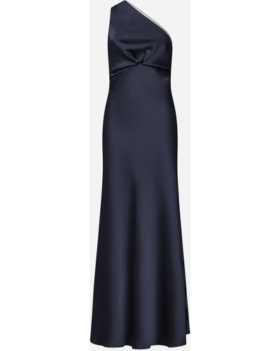 Blanca Vita Aloysia Satin One-shoulder Long Dress - Blue