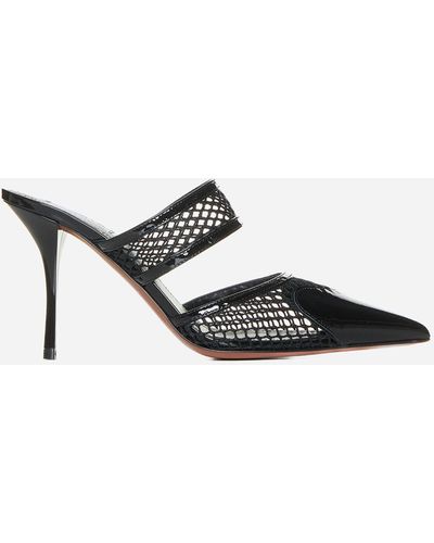 Alaïa Alaïa La Coeur 90 Mesh And Patent Leather Mules - Black