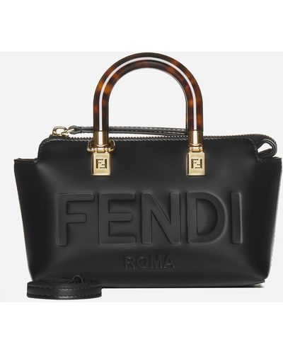 Fendi By The Way Mini Raffia Tote Bag - Black