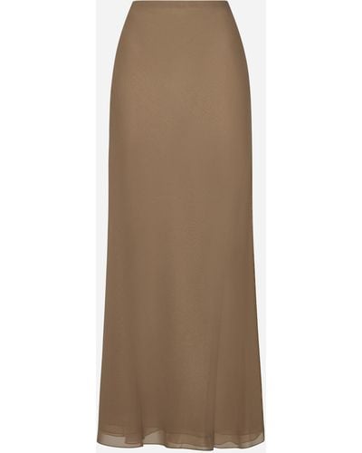 Khaite Mauva Silk Long Skirt - Natural