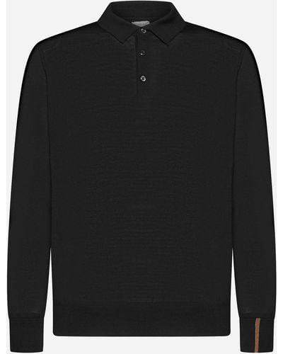 Caruso Wool, Silk And Cashmere Polo Shirt - Black