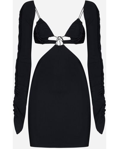 Amazuìn Azhar Ruffles Mini Dress - Black