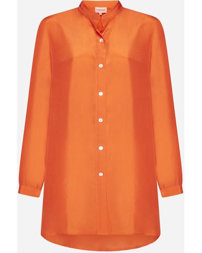 P.A.R.O.S.H. Sunny Silk Habotai Shirt - Orange