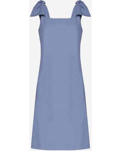 Chloé Bow Linen Dress - Blue