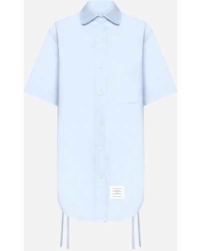 Thom Browne Cotton Shirt Mini Dress - Blue