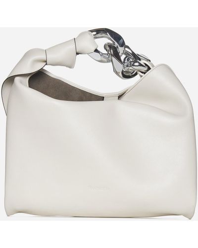 JW Anderson Chain Small Leather Hobo Bag - White