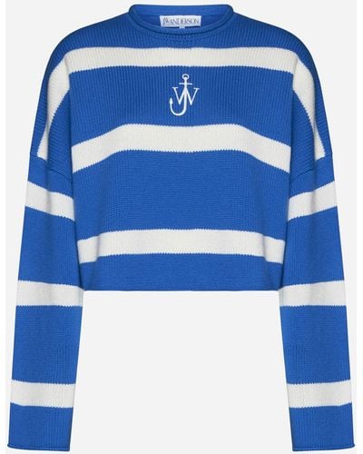 JW Anderson Anchor Striped Wool-blend Sweater - Blue