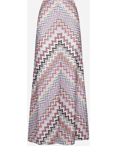 Missoni Zigzag Pattern Long Skirt - White