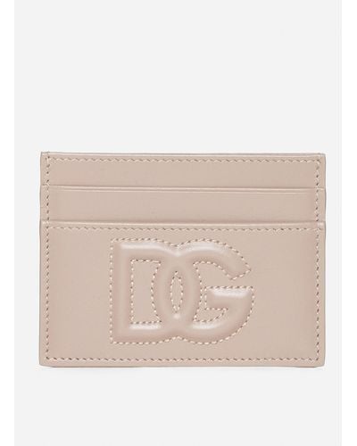 Dolce & Gabbana Dg Logo Leather Card Holder - Natural