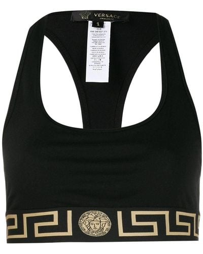 Versace Jersey Sporty Top Featuring A Greek Edge - Black