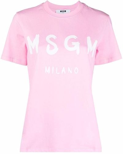 MSGM Logo-print Short-sleeved T-shirt - Pink