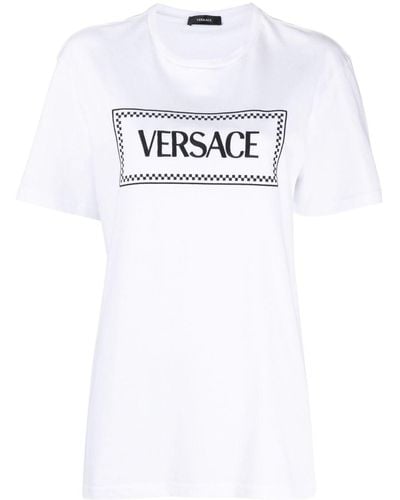 Versace T Shirt Con Logo Ricamato - Bianco