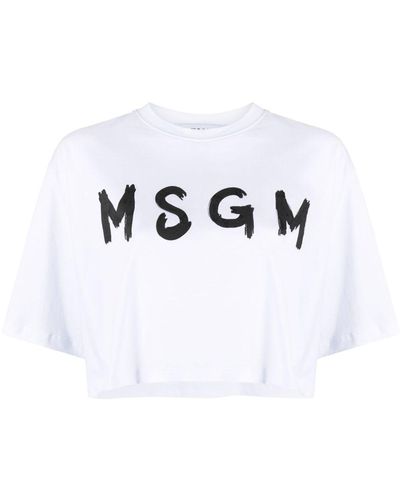 MSGM Short T-shirt Logo - White