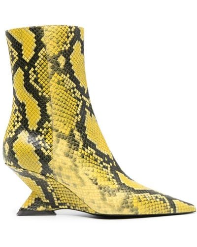 The Attico Python Leather Ankle Boots - Yellow