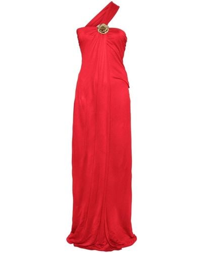 Blumarine One-shoulder Dress With Bijou Rose - Red