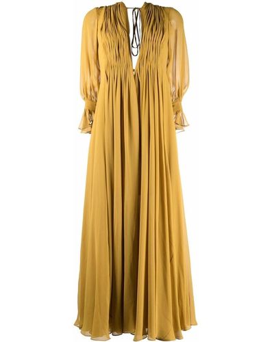 Khaite Silk Chiffon Maxi Dress - Yellow