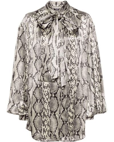 Balmain Silk Blouse With Print - Grey