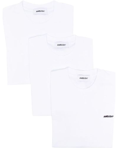 Ambush Logo-embroidered Crew-neck T-shirt - White